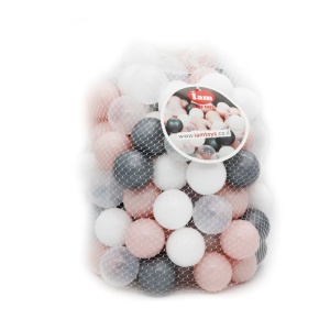 100 כדורים ברשת פרימיום צבעי פסטל ורוד/לבן/אפור